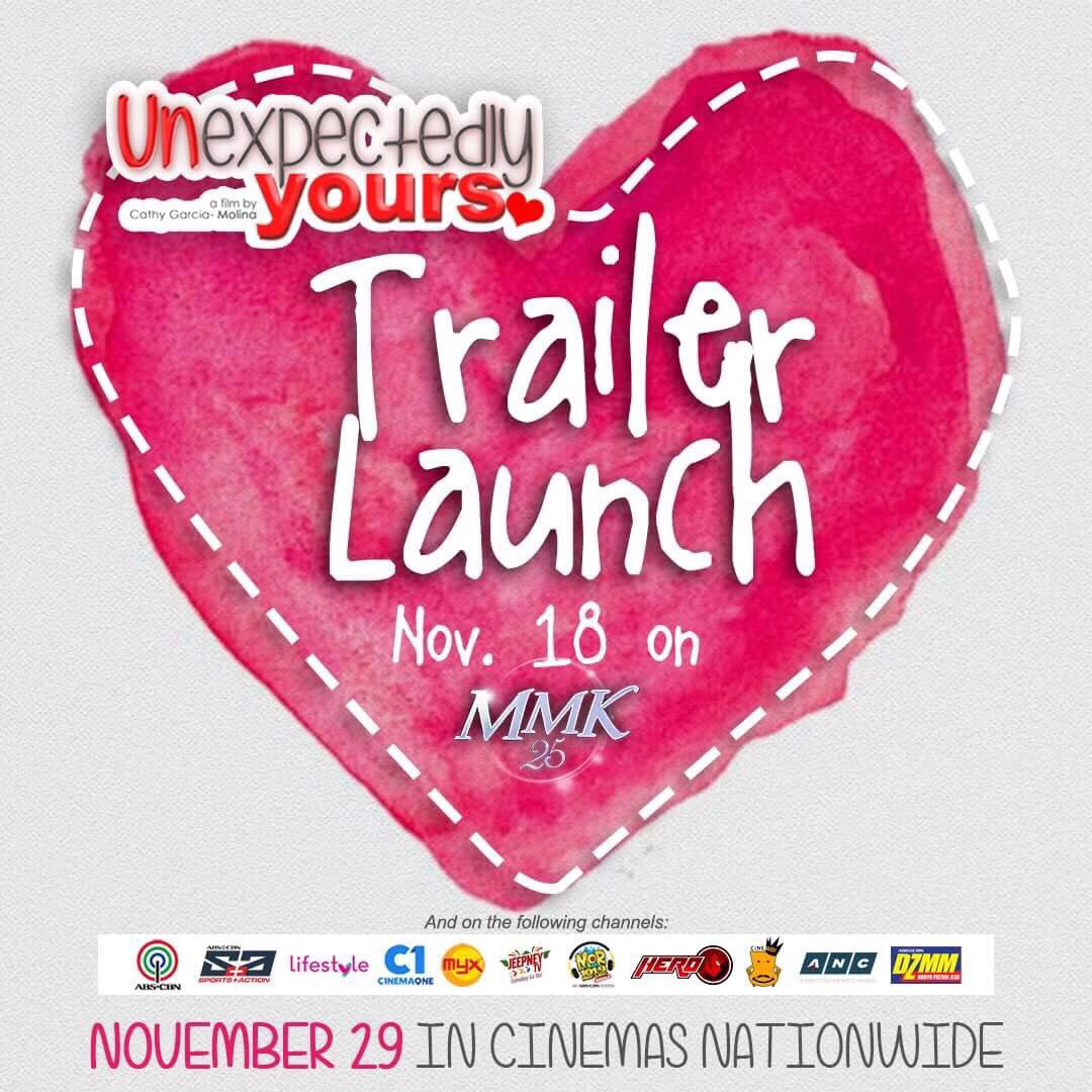 acacsales's tweet photo. #UnexpectedlyYoursTrailerLaunch TONIGHT! #UnexpectedlyYours opens November 29 in cinemas nationwide! #SharonRobin #JoshLia #CathyGarciaMolina https://t.co/VGNri1SufG