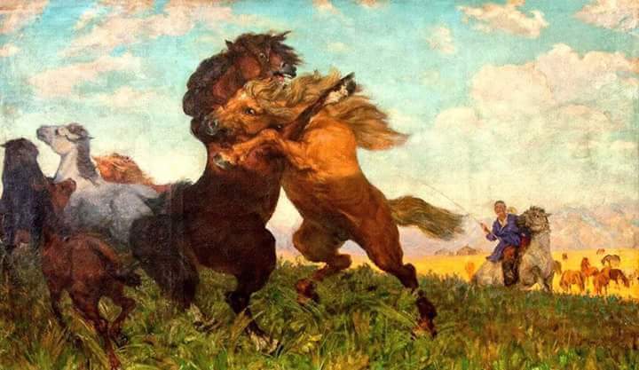 Зураач Цэвэгжав. "Азарганы ноцолдоон"