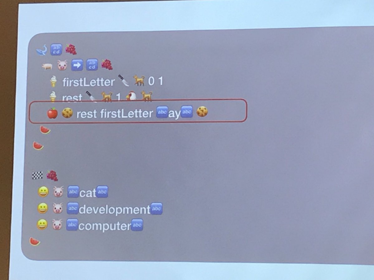 oooohhhmmy's tweet image. Learning #emojicode at #geekcampsg; ice cream cone to declare a “frozen variable” #programming #language #coding