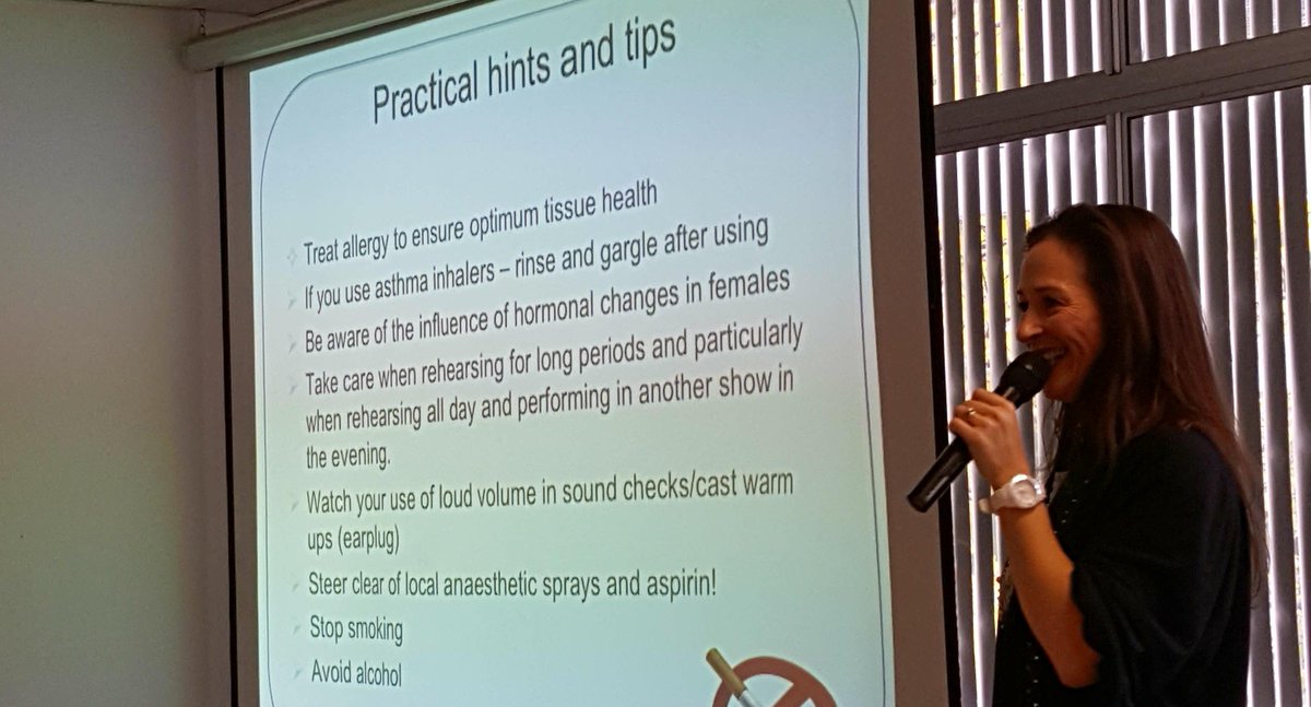 ukbapam's tweet photo. SLT Tori Burnay on basic tips for pro voice users. Audience member points out recent research suggests  vaping as well as smoking is bad for vocal cords https://t.co/OxkPezcKtg