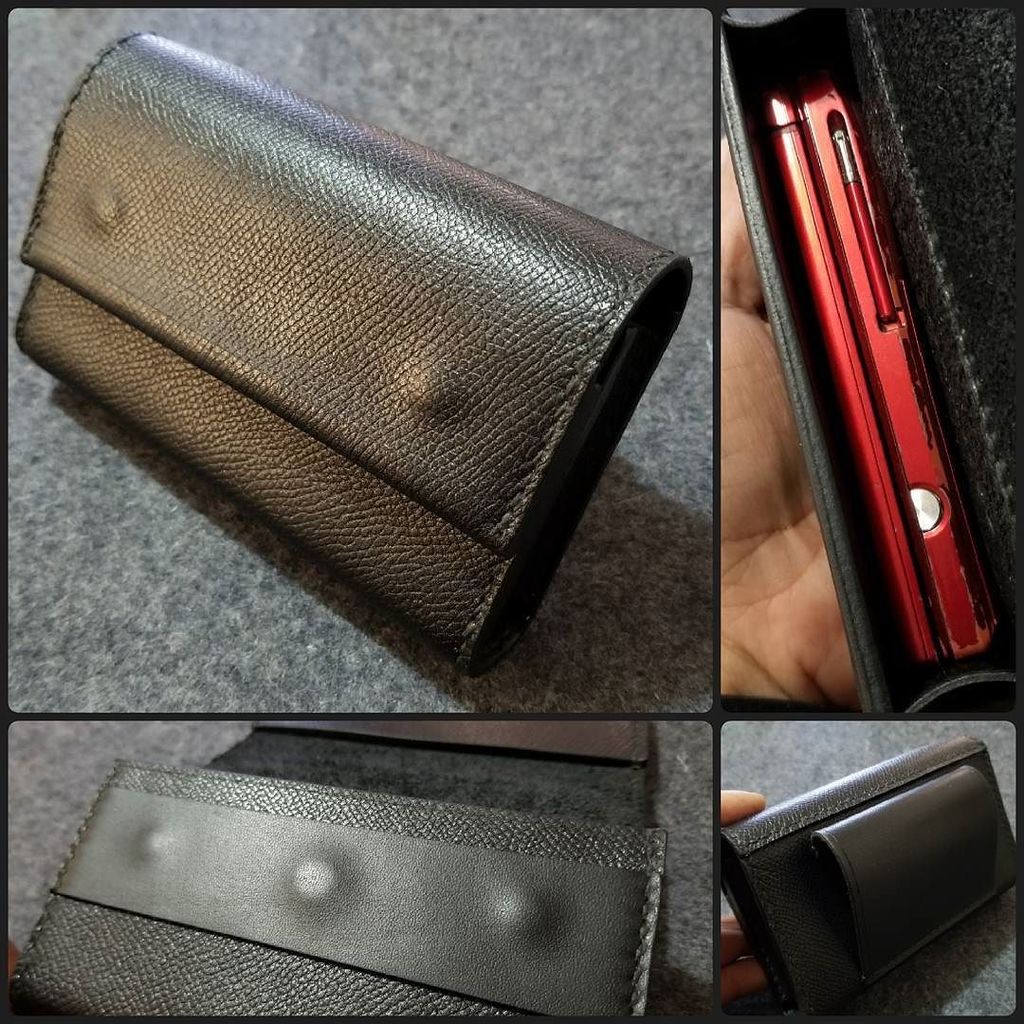 らっと Kyonworks ガラケーケース 依頼品 マグネットで留めるタイプのやーつ 予算が少なかったんで100均のネオジム磁石を使用 Kyonworks 革 ハンドメイド レザークラフト オーダー受付中 鹿児島 鹿児島ハンドメイド 手縫い フォロバ100