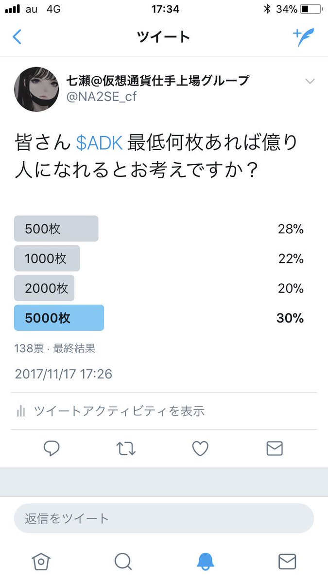 NA2SE_cf's tweet photo. 皆さん投票ありがとうございます。
結果こちらになります。
$ADK https://t.co/DoOXQovrSL