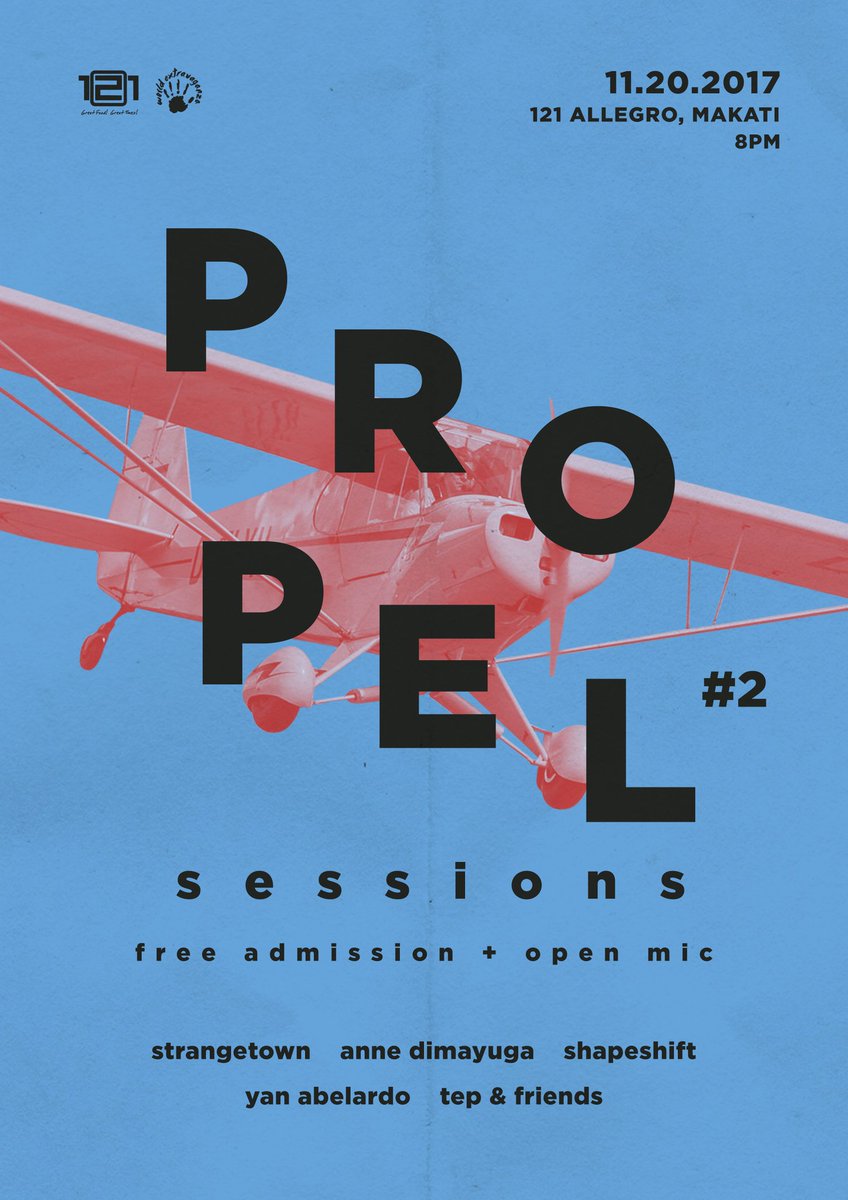 Fasten your seatbelts and get ready for takeoff

propel
VERB
/pɹəˈpɛl/ 
to drive, or cause to move, forward or onward 

Featuring: Yan Abelardo, Strangetown, Tep and Friends, Anne Dimayuga and Shapeshift

#PROPELsessions