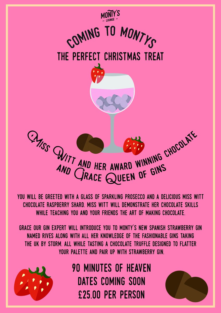 To all you Gin &amp; <a href="/ChocolateMsWitt/">Chocolate By Ms Witt</a> lovers ,book your place at Monty's masterclass 30th November. #ChocolateHolic #gin #Christmas