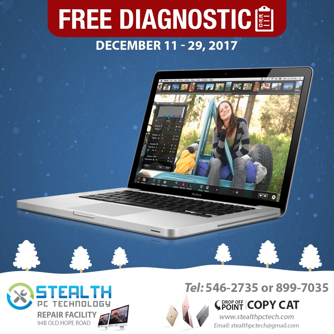 Stealth_PC_Tech's tweet photo. Is you MackBook moving slow? Applications and programs not responding fast enough? Get it diagnosed For Free from the 11 to the 29 of the December. Tell a friend. #ComputerRepair #MacRepair #MacBook #StealthPCTech #StealthPCTechnology #LaptopRepair #Laptop #Tech https://t.co/rVW6SyGBB5