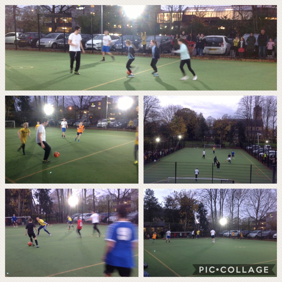 SpringfieldSPS's tweet photo. Under the floodlights! Fantastic football and awesome atmosphere for Teachers v Pupils football matches for #ChildrenInNeed Over 50 children participated. Huge thanks to all the children and families who came to support the event! #Springfieldfamily #saletown @TraffordSSP https://t.co/GNo4R9kcuQ