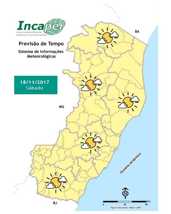 Incaper's tweet image. Final de Semana com sol e calor em todo estado #Incaper #clima