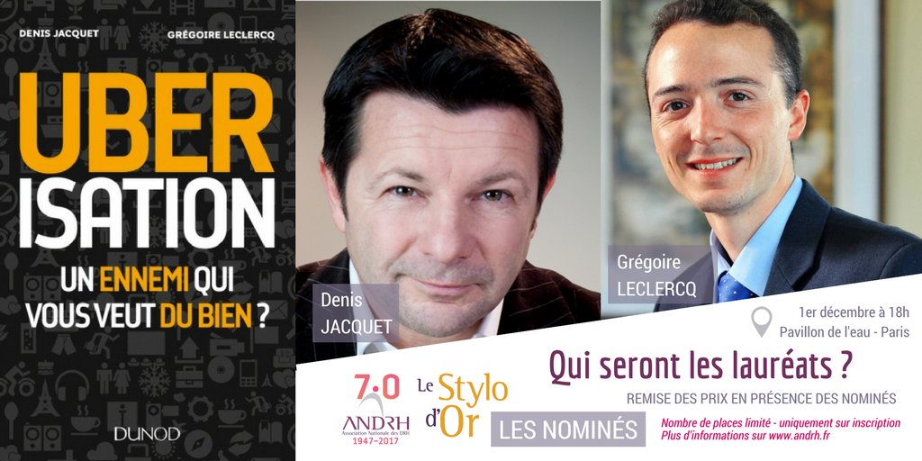 DenisJacquet's tweet photo. En lice pour les stylos d'or @ANDRH_Officiel pour notre livre @DUNOD @Greg_Leclercq_ @Uberisation_Org @karinelazimi @jcunniet @Brunoteboul @pascalpicq @babgi @StationF @42born2code @LGRANDGUILLAUME https://t.co/hWPe5omEst