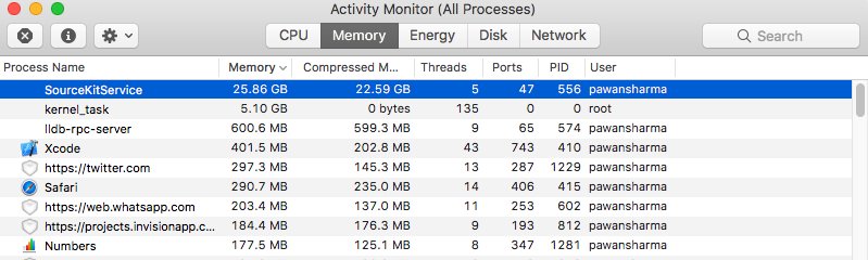 pawan_k_sharma_'s tweet photo. But I have only 16 GB or ram #SwiftLang #SourceKit #Xcode https://t.co/Y732IPLDhk