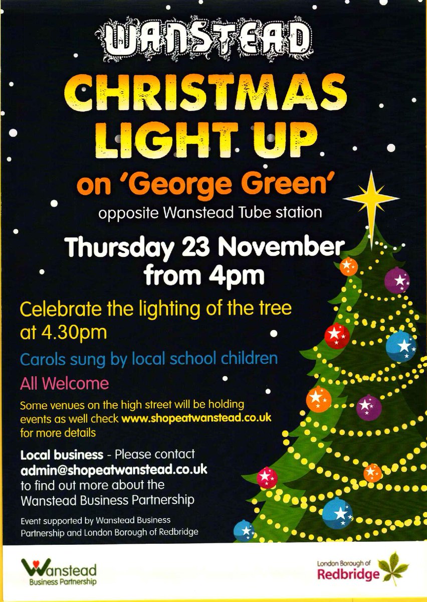 Celebrate the lighting of the tree at 4pm in Wanstead