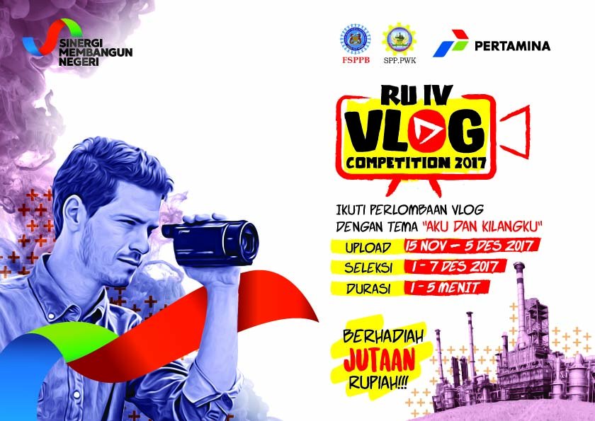 Lihat kilangnya dan buat VLOG-nya !!! Dalam rangka HUT Pertamina ke 60 tahun, buat kamu yg suka nge-vlog, PT. Pertamina RU IV Cilacap mengadakan RU4 VLOG Competition dengan tema "Aku dan Kilangku" Berhadiah jutaan rupiah!!! so segera daftar dan upload vlog kamu sekarang. .