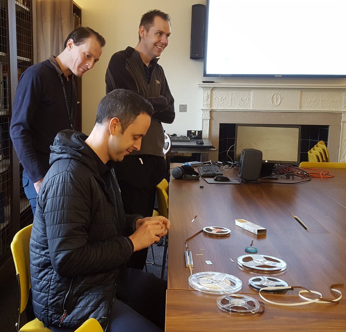 CalMilligan's tweet photo. Having a try at open reel tape splicing @EU_SSSA #bisa2017 @ScotlandsSounds https://t.co/zTbqHEg0Sl
