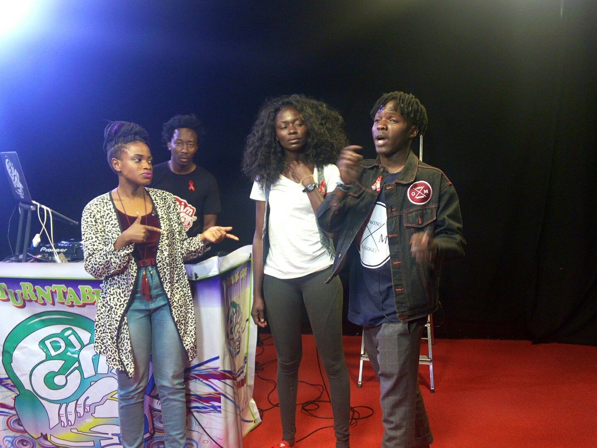 UrbanTVUganda's tweet photo. On set with break dance stars..  Bboy &amp; BGirl, bringing the #breakfastjam2017 magic to #DoubleTrouble https://t.co/UwZUM1OukF