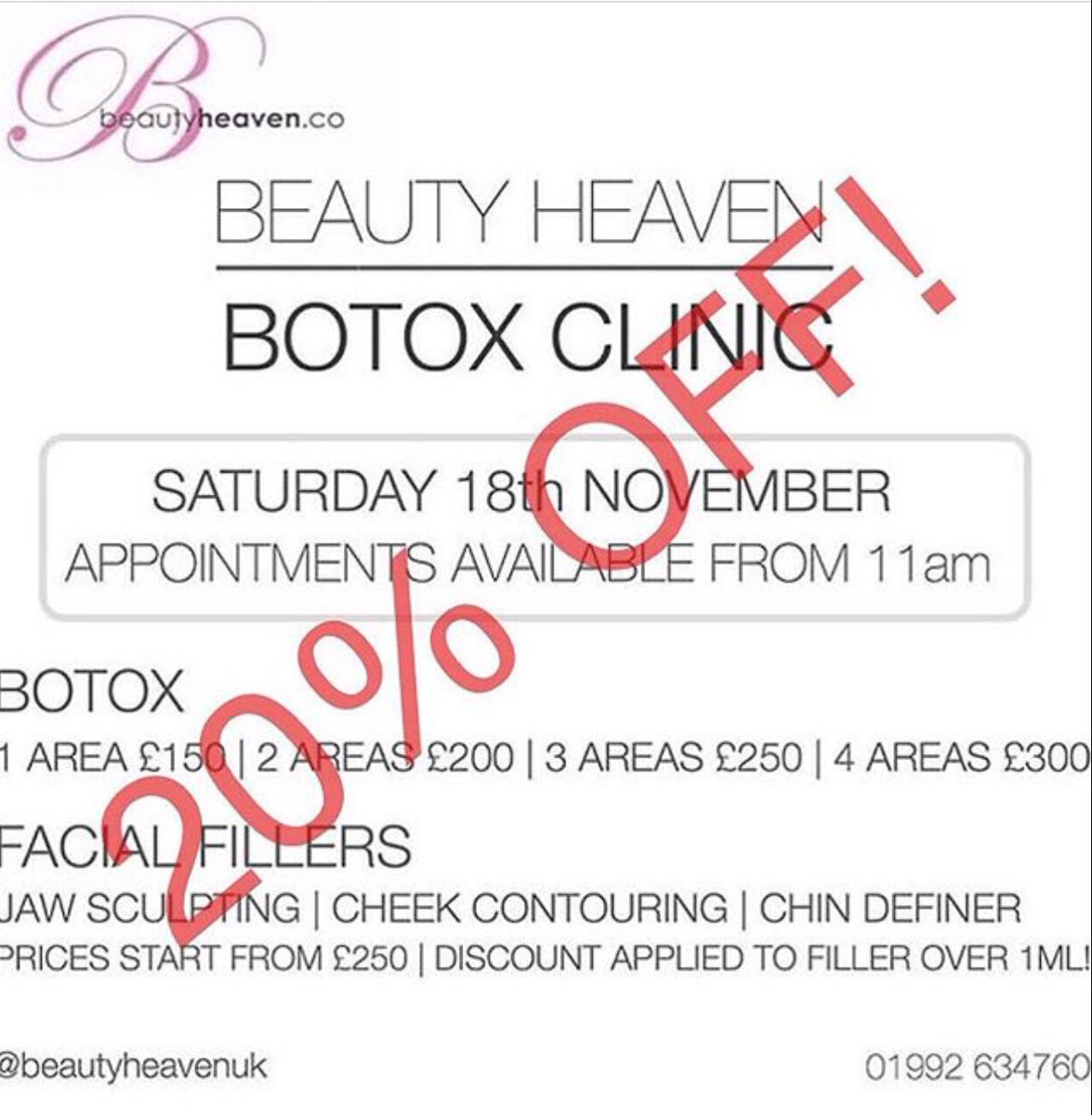 3jenacom's tweet photo. HAPPY SATURDAY 👄 Our botox clinic is running in salon today 💉 + there's 20% off! https://t.co/0Wivk3Hjds