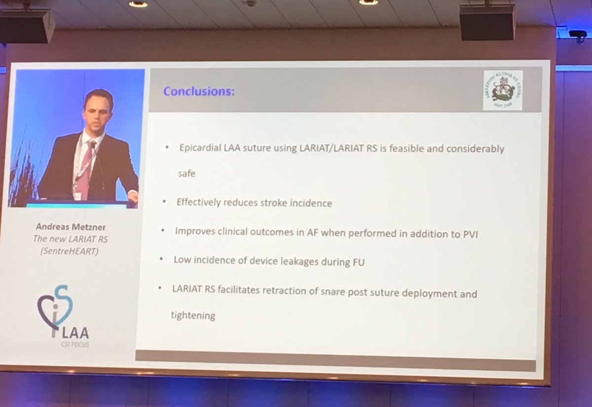 amazetrial's tweet photo. Dr. Andreas Metzner presenting safety data and LAA electrical isolation benefits of the new LARIAT RS #CSILAA17 @CSIcongress. https://t.co/2YwO28nUoI