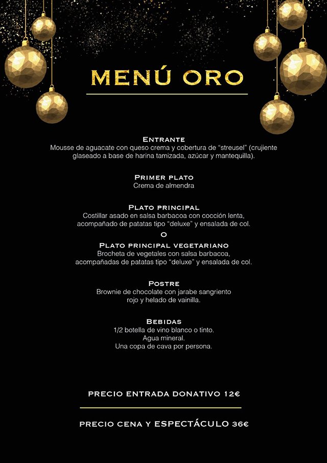 Descuentos especiales para nuestro concierto conjunto en Son Amar:
 - 10% para grupos de más de 20 personas.
 - 10% reservas antes del 3 de diciembre.
Además, el menú tiene una opción vegetaria y una infantil.
Reserva ya llamando al 971 617 533 o en sonamar.com