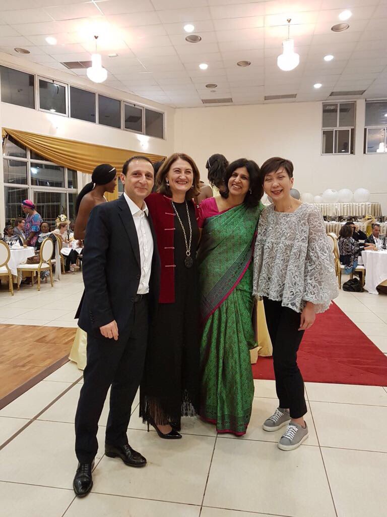 The key personalities of Global tax information Exchange relaxing after 2.5 days of intense and successful meetings at the 10th plenary in #Cameroon. With María Jose Garde, Chair of #Globalforum on #taxtransparency, Huey-Min, Chair of PRG and David Pitaro, Chair of AEOI Group.