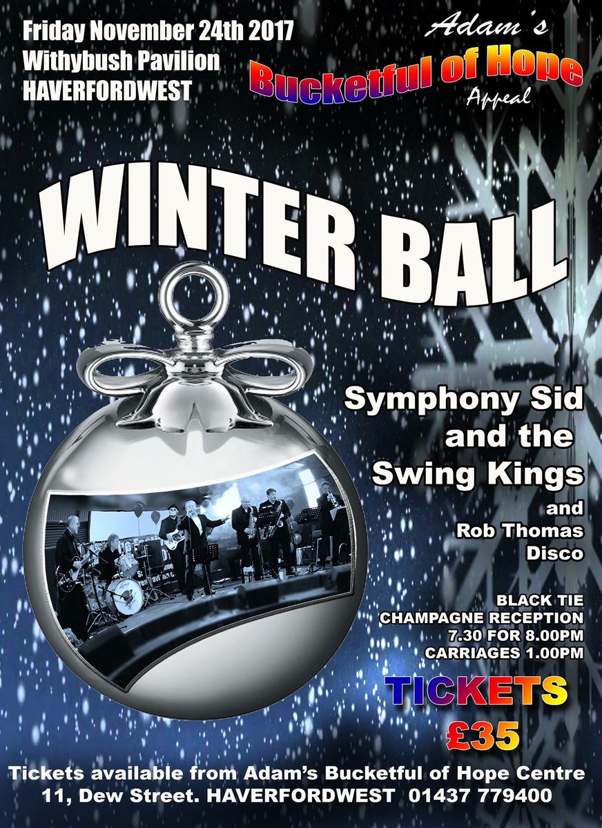 symphony_sid's tweet photo. Last few tables available for this fantastic event. #Pembrokeshire #charityball #adamsbucketfulofhope #symphonysid #Christmas https://t.co/r7HRNDCJDM