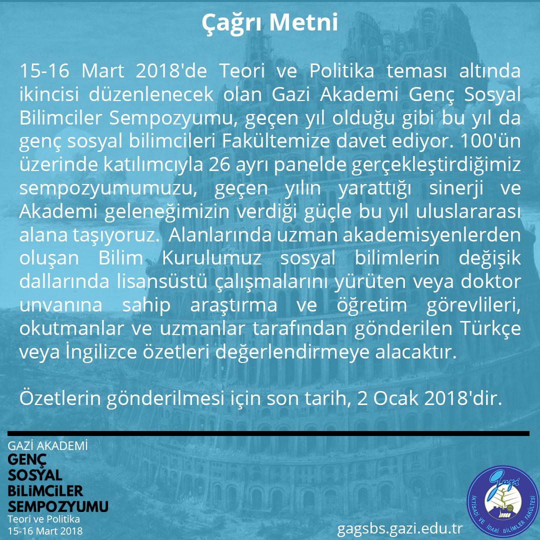 Gazi Akademi Genç Sosyal Bilimciler Sempozyumu (@gagsbs_) on Twitter photo 