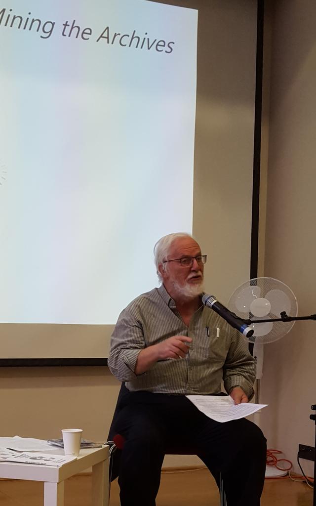 CalMilligan's tweet photo. Fascinating talk by Ewan McVicar about some of our earliest recordings @EU_SSSA and the social mileu of those heady days  #bisa2017 @ScotlandsSounds https://t.co/5tFTEFehQL
