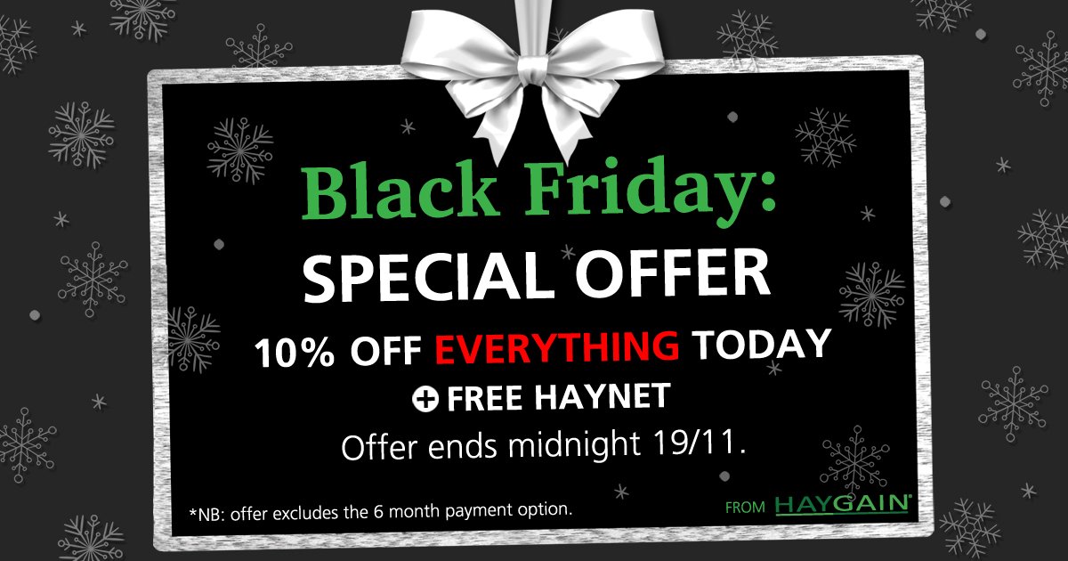 Black Friday has come early to Haygain, make sure you take advantage of our great offer this weekend! 10% off and a FREE haynet :) haygain.co.uk/pages/black-fr…