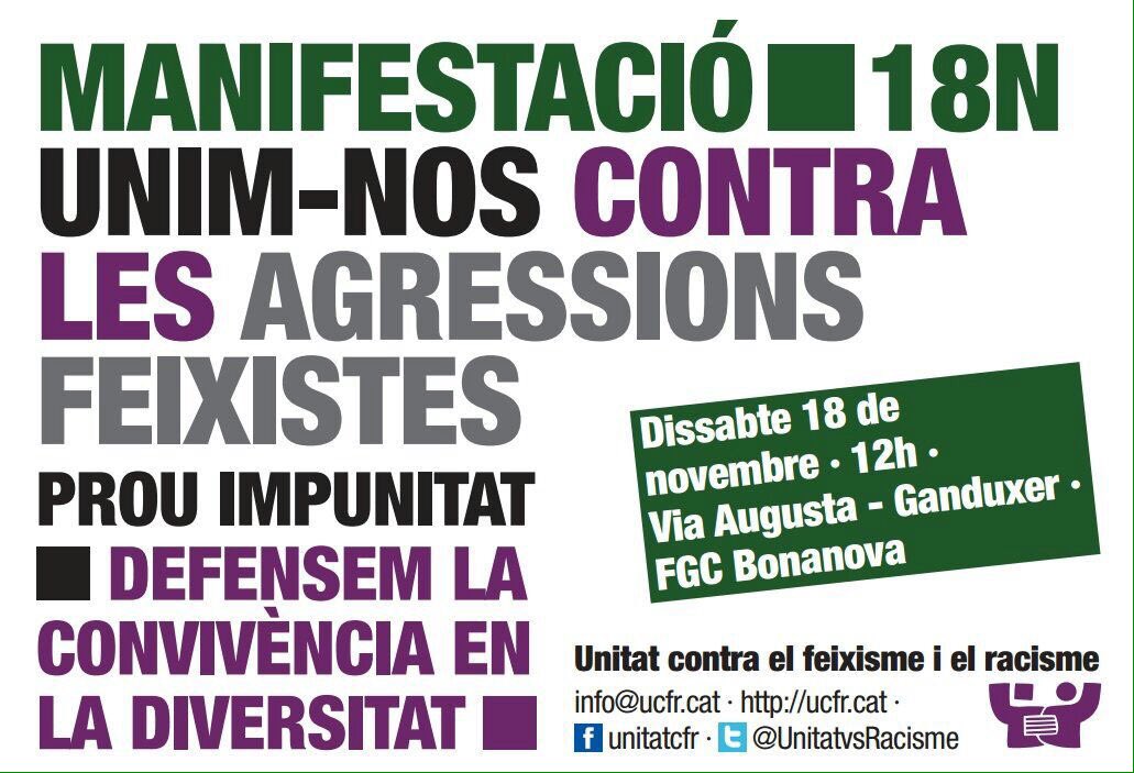 #18N Contra les agressions feixistes #FeixismeMaiMès #ProuImpunitat