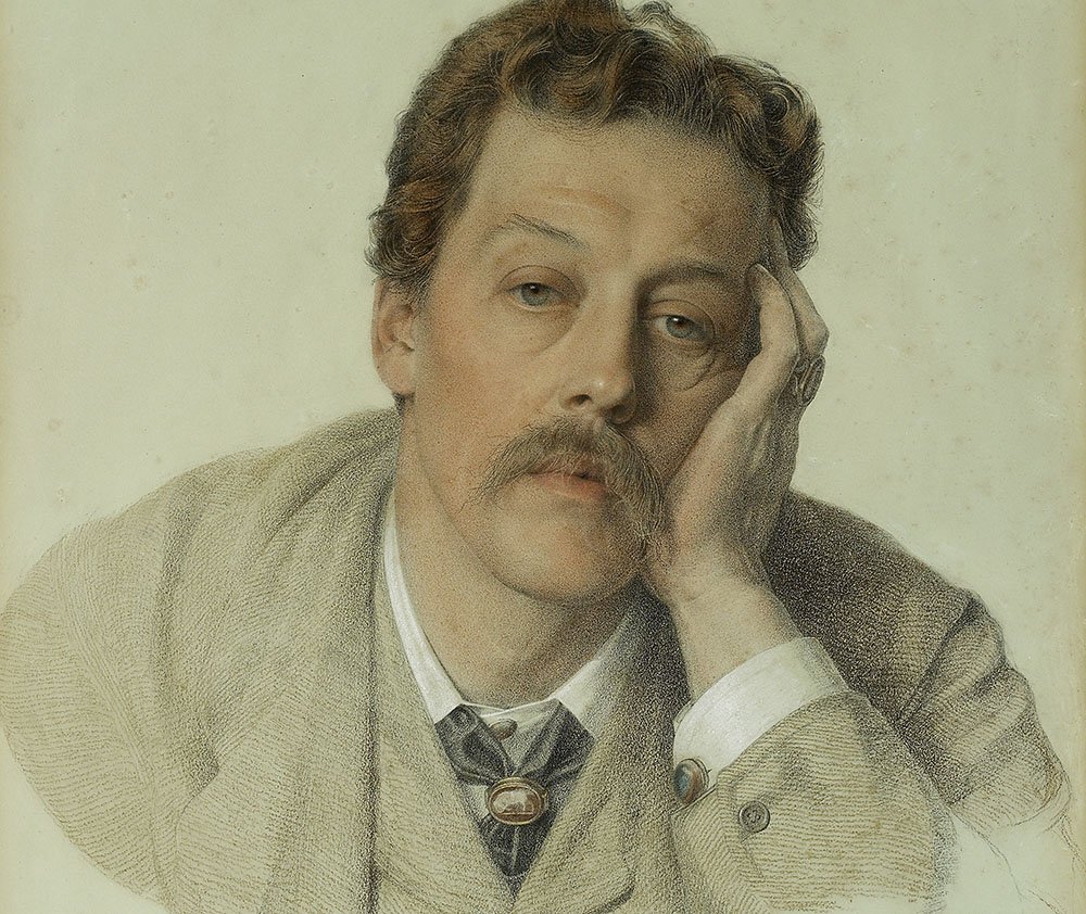 AshmoleanMuseum's tweet image. Portrait of the infamous Charles Augustus Howell and his moustache for #Movember. Chalk on blue paper by Frederick Sandys, 1882 #Tashmolean