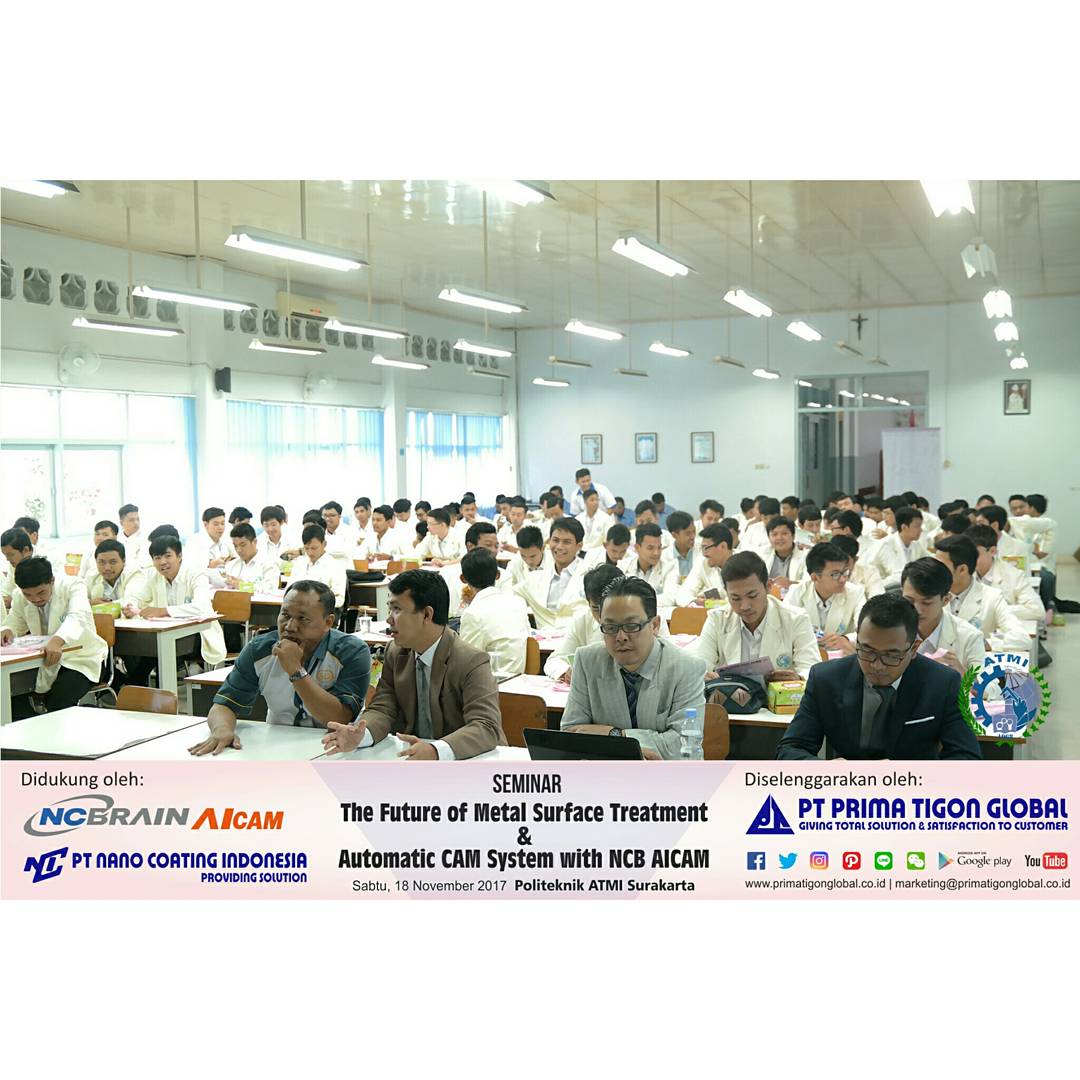 primatgnglobal's tweet photo. Seminar "The Future of Metal Surface Treatment & Automatic CAM System with NCB AICAM"
Akan berlangsung besok, Sabtu 18 November 2017 pada POLITEKNIK ATMI SURAKARTA
Diselenggarakan oleh: PT Prima Tigon Global
Didukung oleh : NCBrain AICAM & PT Nano Coating Indonesia https://t.co/1ByGKUTGqD