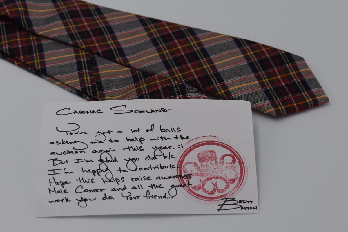 CahonasScotland's tweet photo. Huge thanks to @IMBrettDalton for once again supporting our annual Testicular Cancer Awareness Charity Auction with another of his ties.  Check out his ballsy donation and get bidding here https://t.co/Gx22TigMhv https://t.co/1n19smr5UM