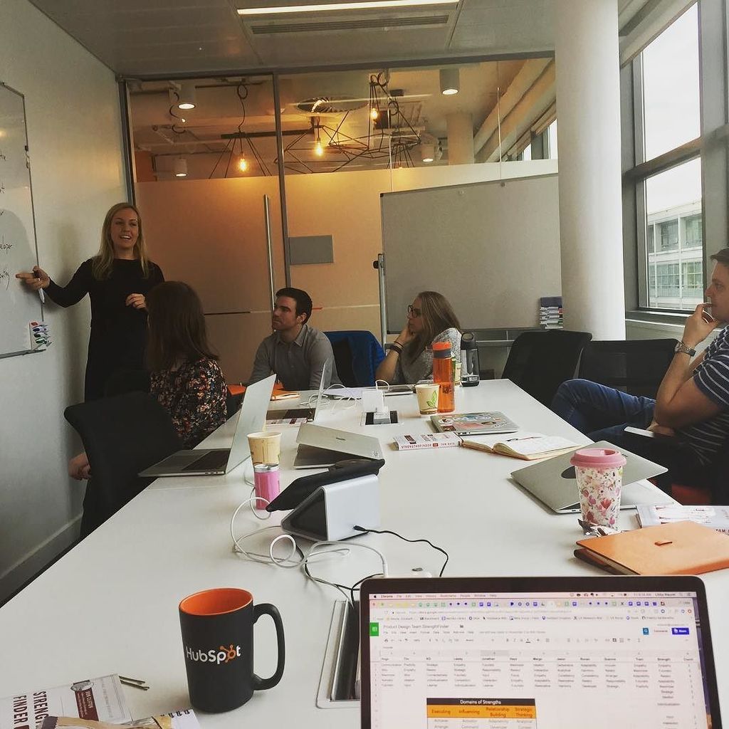 LibbyMMaurer's tweet photo. Another magical week at #dubspot. UX team is cranking! Here's us learning how to lean into our strengths. Can't wait to come back ❤️ ps SEND SPICY NUTS
.
.
.
.
#strengthsfinder #hubspotlife #hubspotux #dubspot https://t.co/QyANW1UfdJ https://t.co/fbqbU4cthJ