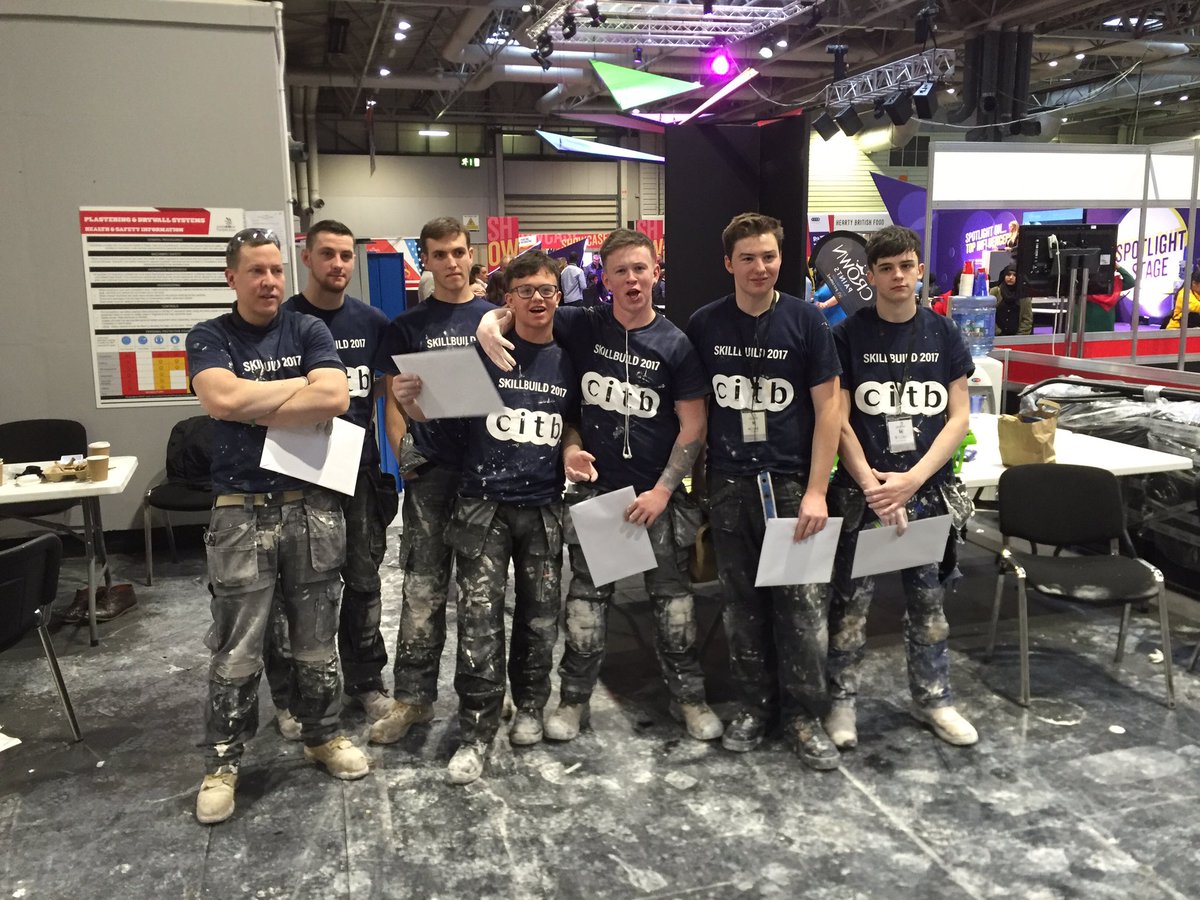 DaveBG100's tweet photo. Relief ! Plastering and drywall competitions complete. A big well done to all competitors from British Gypsum , Weber, Saint Gobain formula https://t.co/D6Fsr94iRg