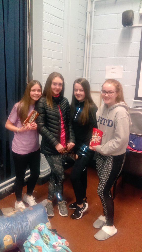 TYColaisteBride's tweet photo. Well done to all our @Colaistebride TY students on their annual charity sleepover.This year they raised over €1,100 for Peter Mc Verry trust,well done to all👏They even managed to get some practice in for their upcoming musical @allshookup2018 💃😃Great work girls #proud #CBTY https://t.co/5YHbHGz4xb