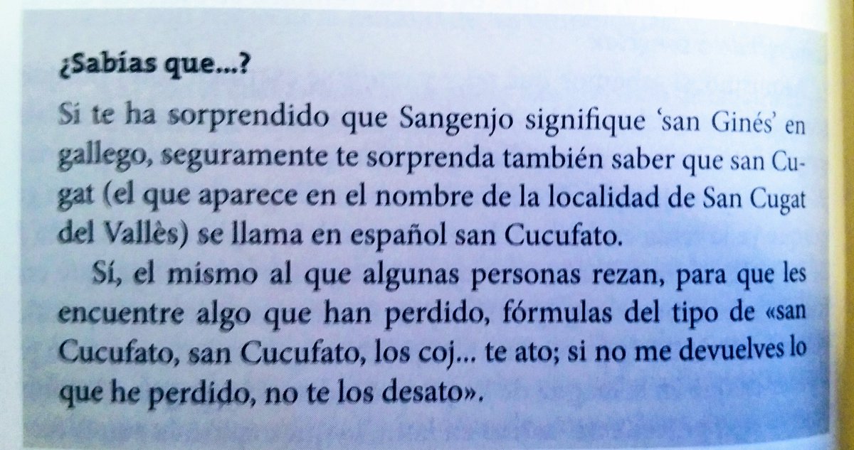 loquelespesc's tweet photo. ¿A qué corresponden en castellano los nombres de Sangenjo y San Cugat? #LQEEE responde (p. 118):

https://t.co/4Hwaey5ia1 https://t.co/fNMZAwkfGs