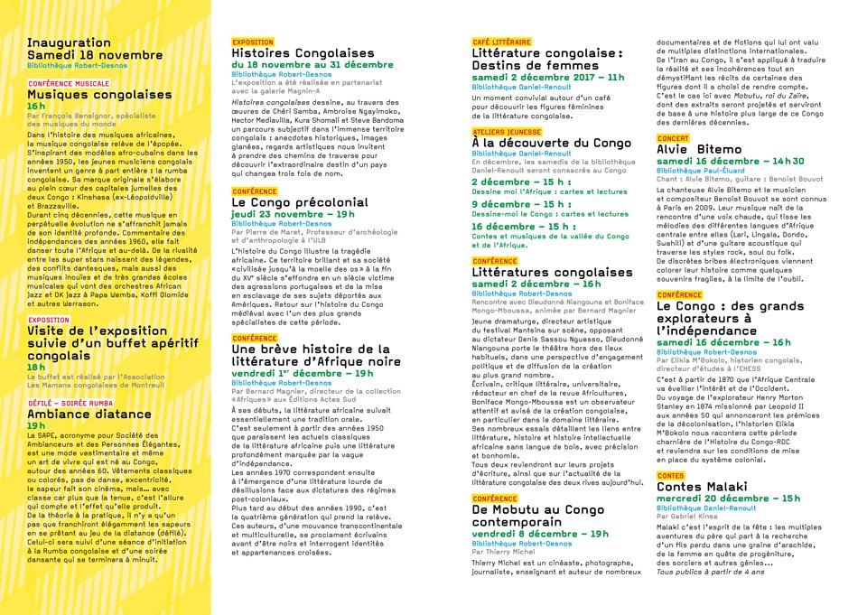 [#Événement #SAPE- CYCLE CONGOS - <a href="/BiblioMontreuil/">Biblio Montreuil</a>]Voici le programme😍
👉LANCEMENT CE SAMEDI DE 16H à MINUIT😎
#Conférence - #Vernissage - #Buffet Congolais - Défilé de #sapeurs - Initiation à la #rumba - DJ set(soirée #rumba)
#Congo #RDC #Brazzaville #Kinshasa #Paris #Sapologie