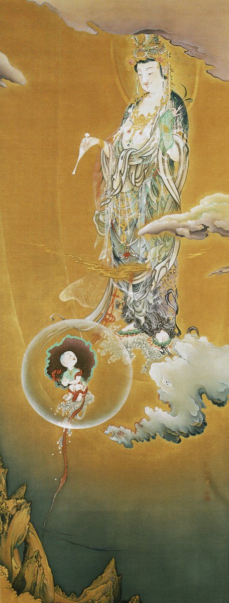 2108様感謝‼️真作 妙なる音色‼️狩野渓雲来信「琵琶仙女」掛け軸 美人