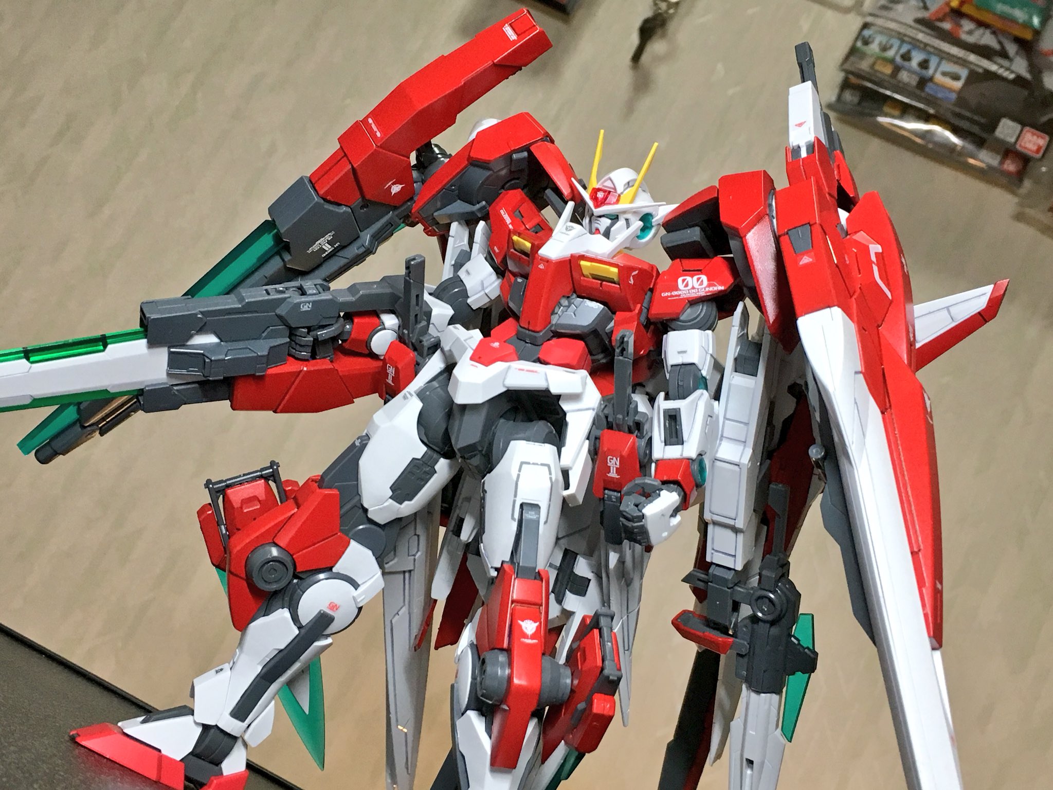 Pulukogiフレーム改 Pa Twitter Mg ダブルオーガンダム X ソード G インスペクション完成しました ٩ W و 今回赤の部分塗装とスミ入れ コートだけの簡単仕上げです Mgセブンソードにザンライザーの武器を追加しただけではあるけど好みのボリュームになって中々