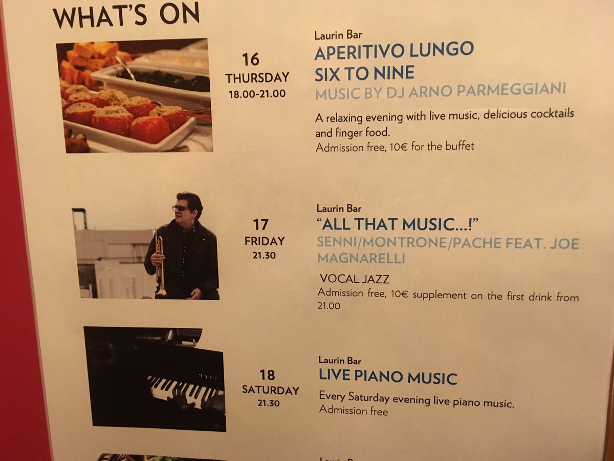 JoeMagnarelli's tweet photo. Thanks to all the staff at "park hotel laurin" Bolzano It. Stefano Senni bs Adam Pache dr Bruno Montrone p https://t.co/gPvtqLKC8I