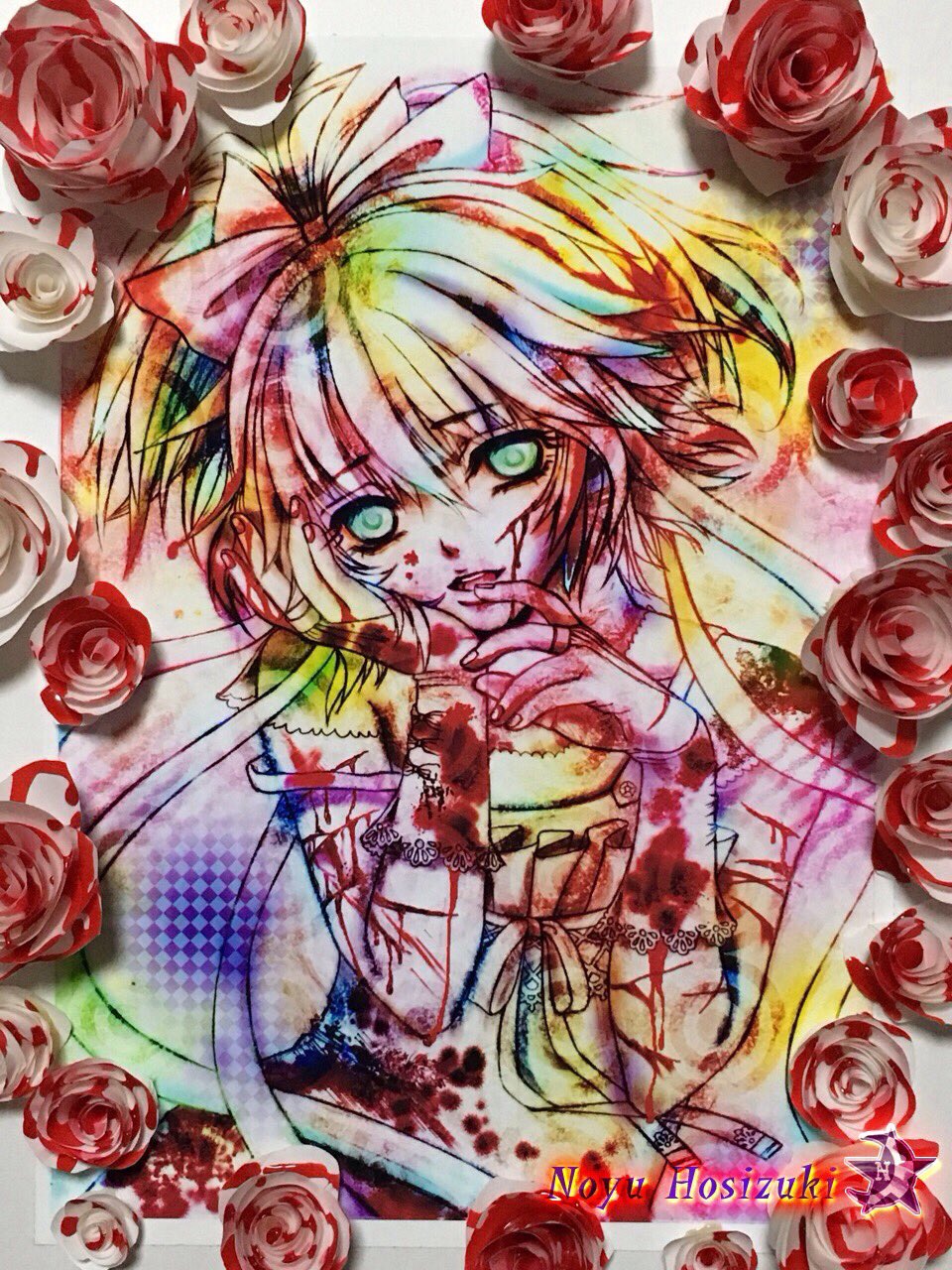星月ノ憂のstaff フォロワー様00人突破絵の全体像 ノ憂さんが00を入れ忘れたやつです 笑 気に入った方是非繋がりましょう 絵描きさんと繋がりたい 冬の創作クラスタフォロー祭り イラスト 病みかわいい 血 拡散希望 耽美 薔薇 Art Illust