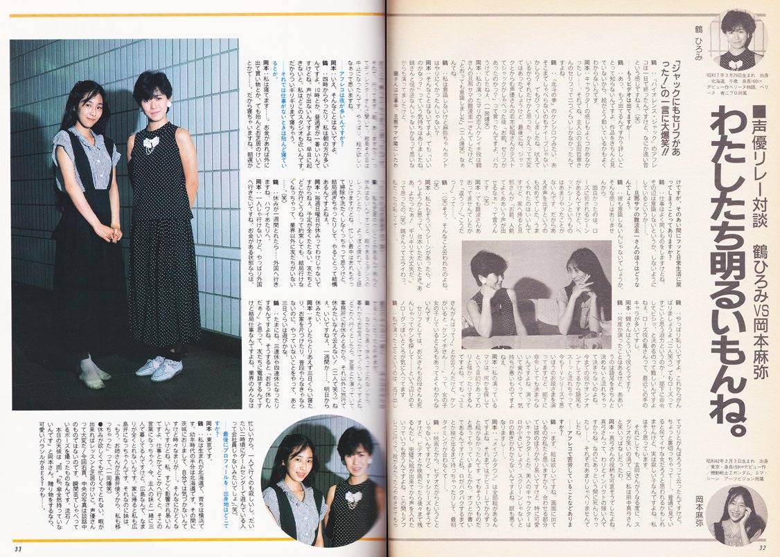 1983～1985マイアニメ付録冊子に掲載のアフレコ時集合写真、1986月刊