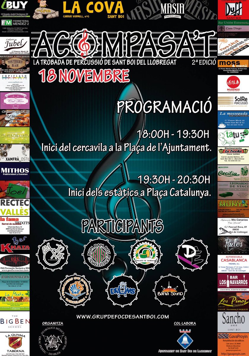 I aquesta tarde a las 18 hores , Sant Boi  i els Acompasats ens esperan.