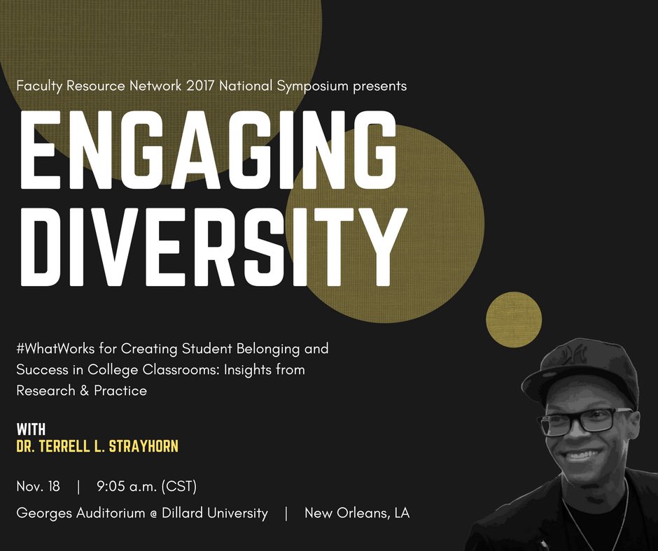 tlstrayhorn's tweet photo. In today’s keynote at the Faculty Resource Network’s National Symposium, I share #WhatWorks for 👍🏽 student success based on my belonging research! Got a few epiphanies that point to a new paradigm for our work w/students 💫 Stay tuned #FRN2017 | 📸 photo cred: @ndunguman https://t.co/UGd7fIkulh