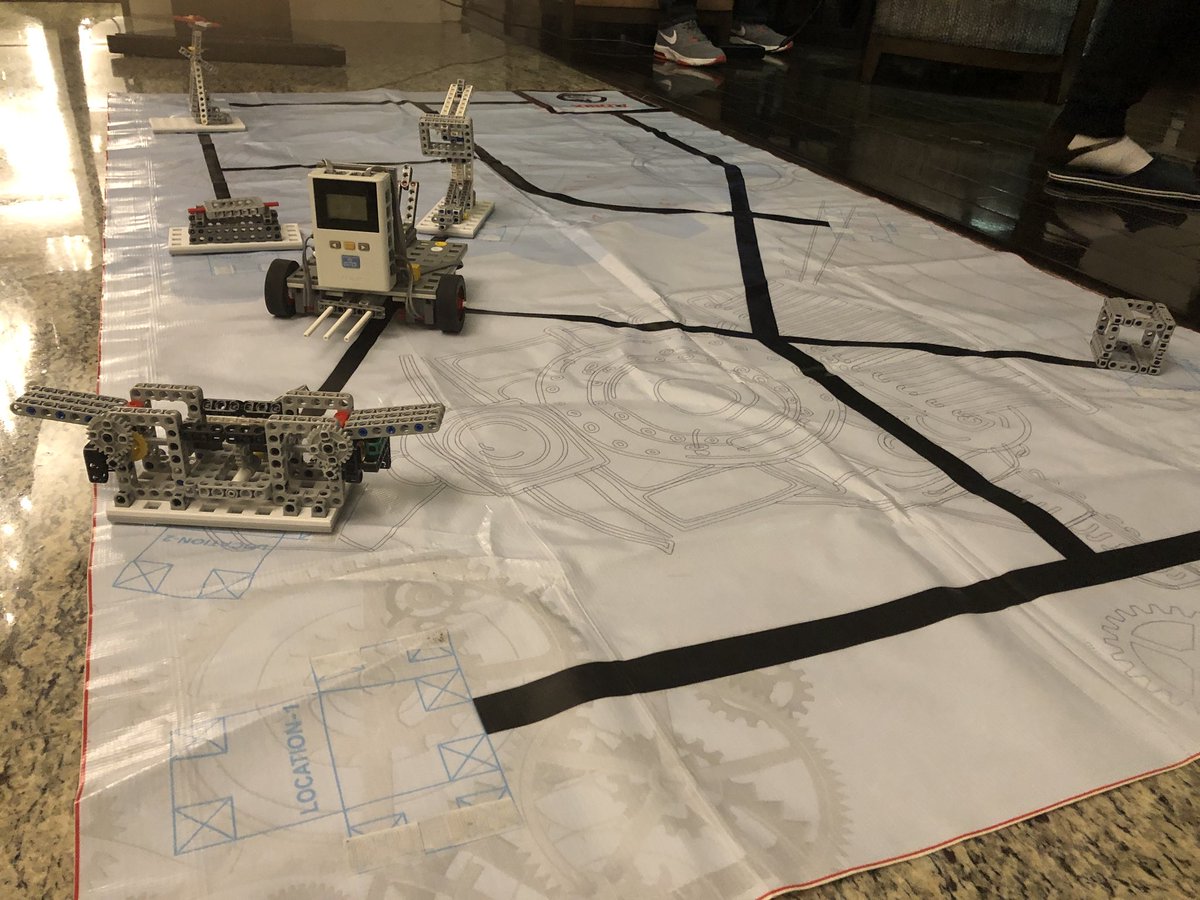 steph_bernier01's tweet photo. #edchatMENA #designthinking My students are practising for the #WER2017 Day 2. Each station must be reached by the Robot with a different mechanism to perform tasks. Analyze, design, implement & evaluate. Feedback/communication is constant. #STEM #ROBOTICS @VISSDigitalTech https://t.co/ZBdDG2NfHY