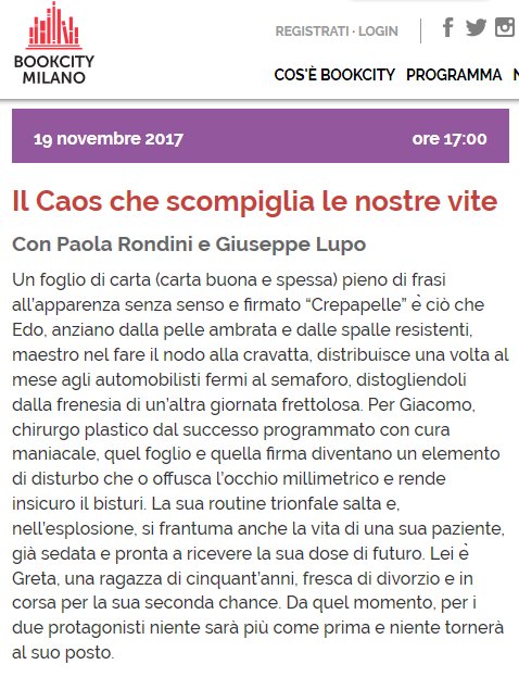 scritturescrite's tweet photo. #Crepapelle a #BookCity ​

Alla libreria @openmilano con l'autrice @paolarondini e @GiuseppeLupo8 ​ si parlerà di #letteratura, quella "buona e spessa" (cit da @Crepapelle_Edo ) https://t.co/Rohn4Wvd4e