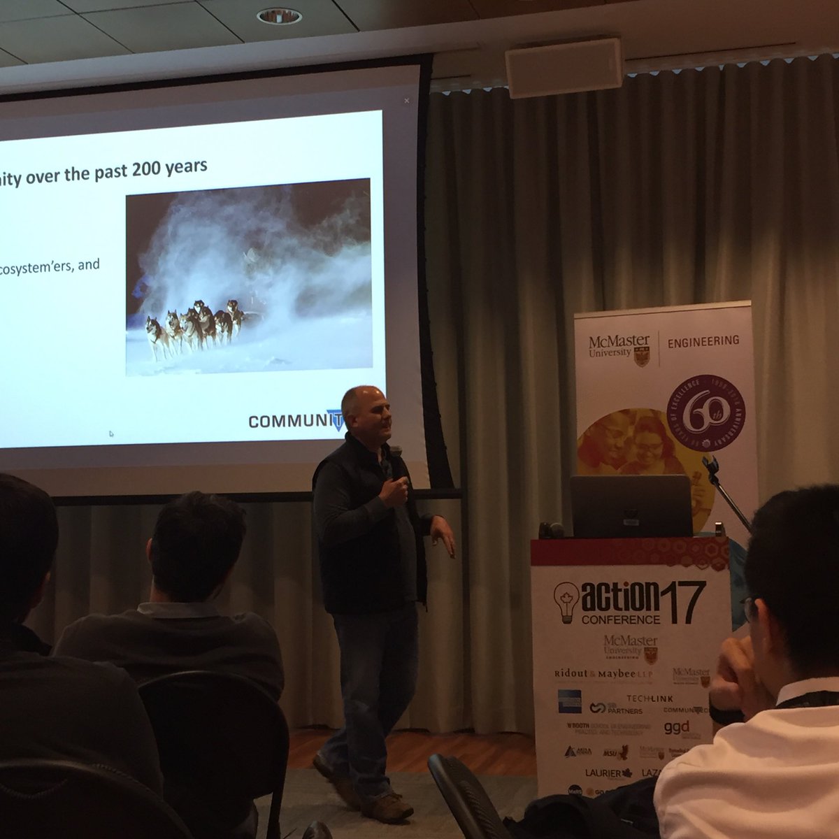pravatonin's tweet photo. Communitech CEO @iainklugman throwing us ALL of the jokes in his keynote today at #ACTIONConf2017  unfortunately this room full of engineers are a tough crowd 😂 https://t.co/mh5chpHeaX