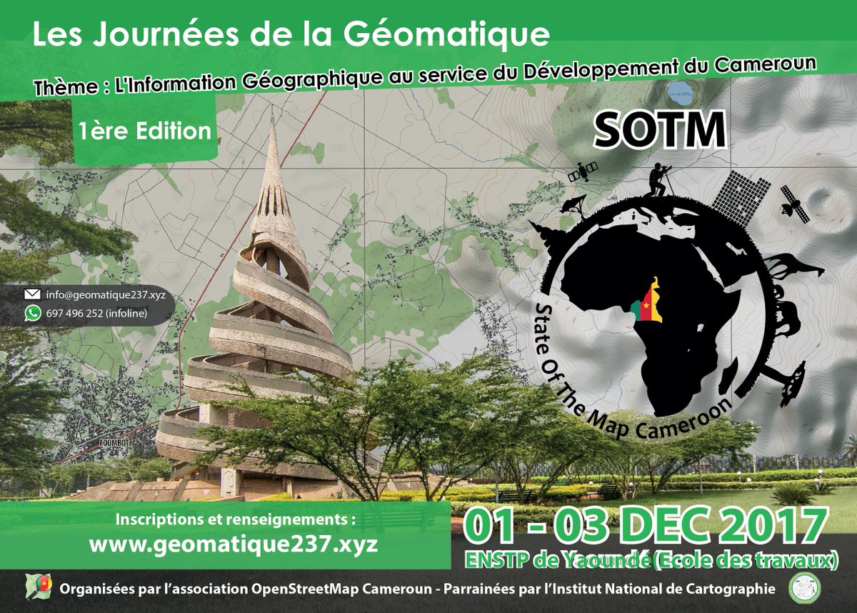 OSMCameroun's tweet photo. Bonsoir la grande famille, un petit mot pour vous rappeler que les Journées de la Géomatique se tiendront dans 12 jours !😍 
Ci-après le programme...Inscrivez-vous au https://t.co/ZqivOfIPa4 https://t.co/bGeJAP1Xss