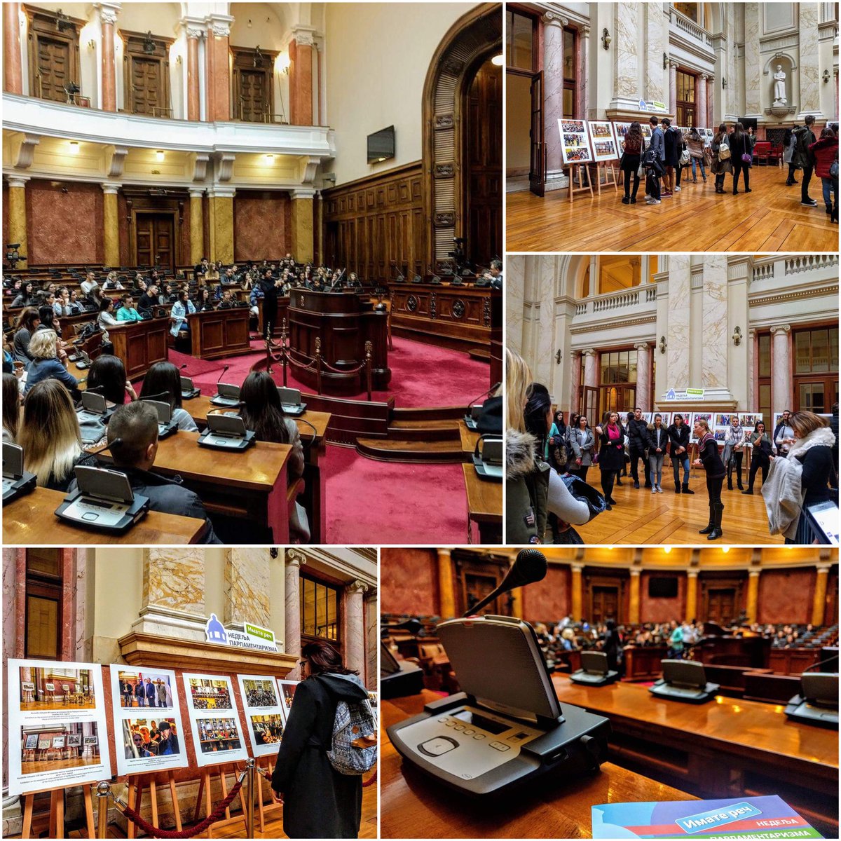 Učenici gimnazije “Patrijarh Pavle” danas u poseti Skupštini, uče o načinu rada Skupštine i o poslu narodnih poslanika. #NedeljaParlamentizma #ImateRec