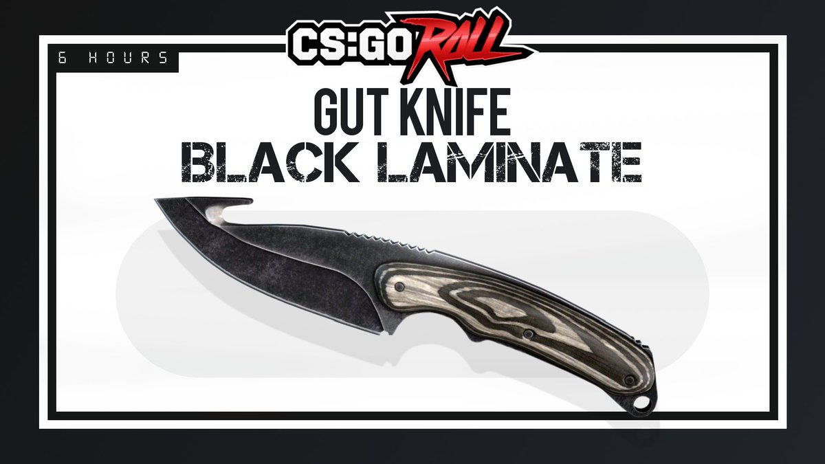 CSGORoll's tweet photo. Gut Knife | Black Laminate - GIVEAWAY

- RT &amp; Follow
- Enable notifications on CSGORoll
- Play Free Spin https://t.co/eVBIdbhBWj

Good Luck! https://t.co/ShV5x0MVkl