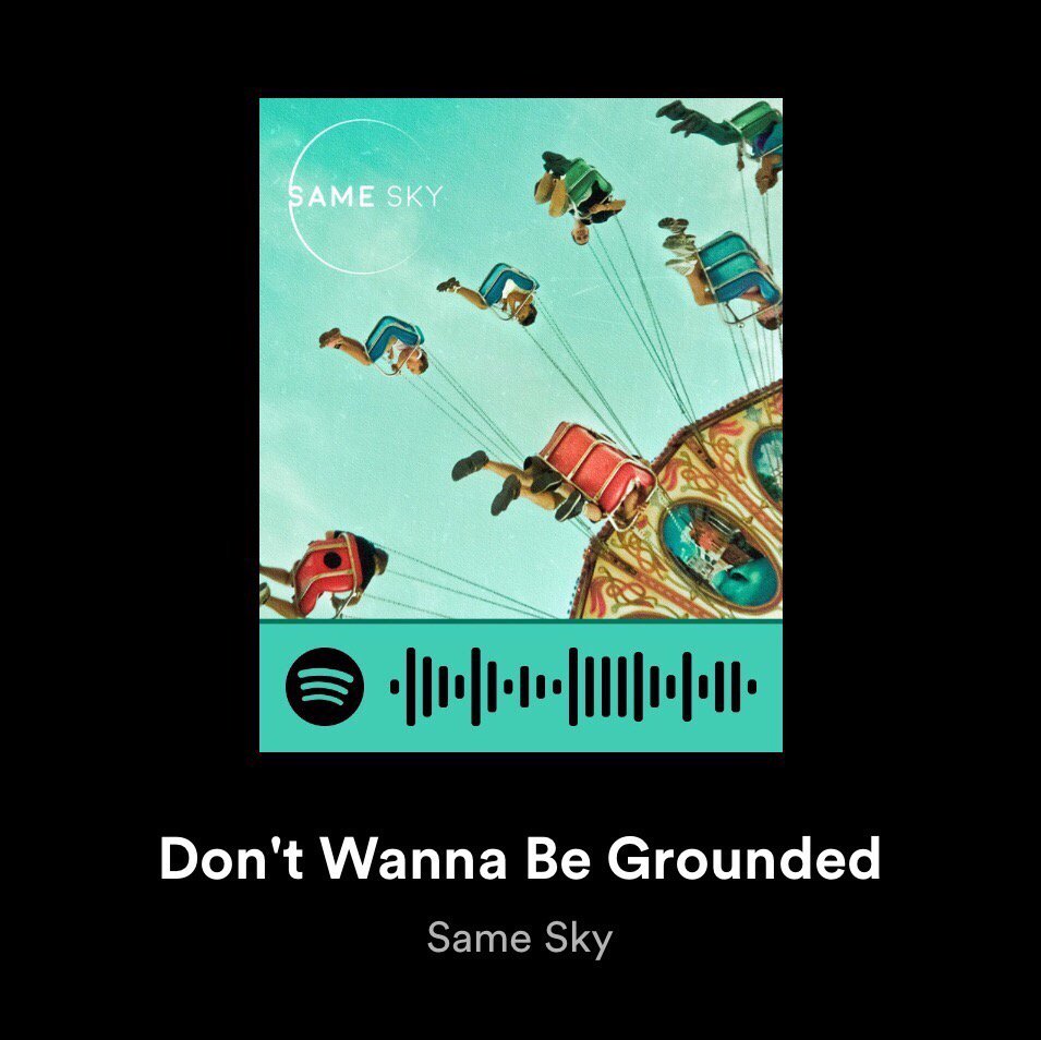 SAMESKYOFFICIAL's tweet photo. You can find our new single “Don’t Wanna Be Grounded” on Spotify! Let us know what you think! 🙃🎵🎧
 https://t.co/csv7tIa1A5

#NewMusic #SaturdayMorning #Spotify #Stream #GoodMusic #NewSingle #DontWannaBeGrounded https://t.co/CnCeFEmoU9