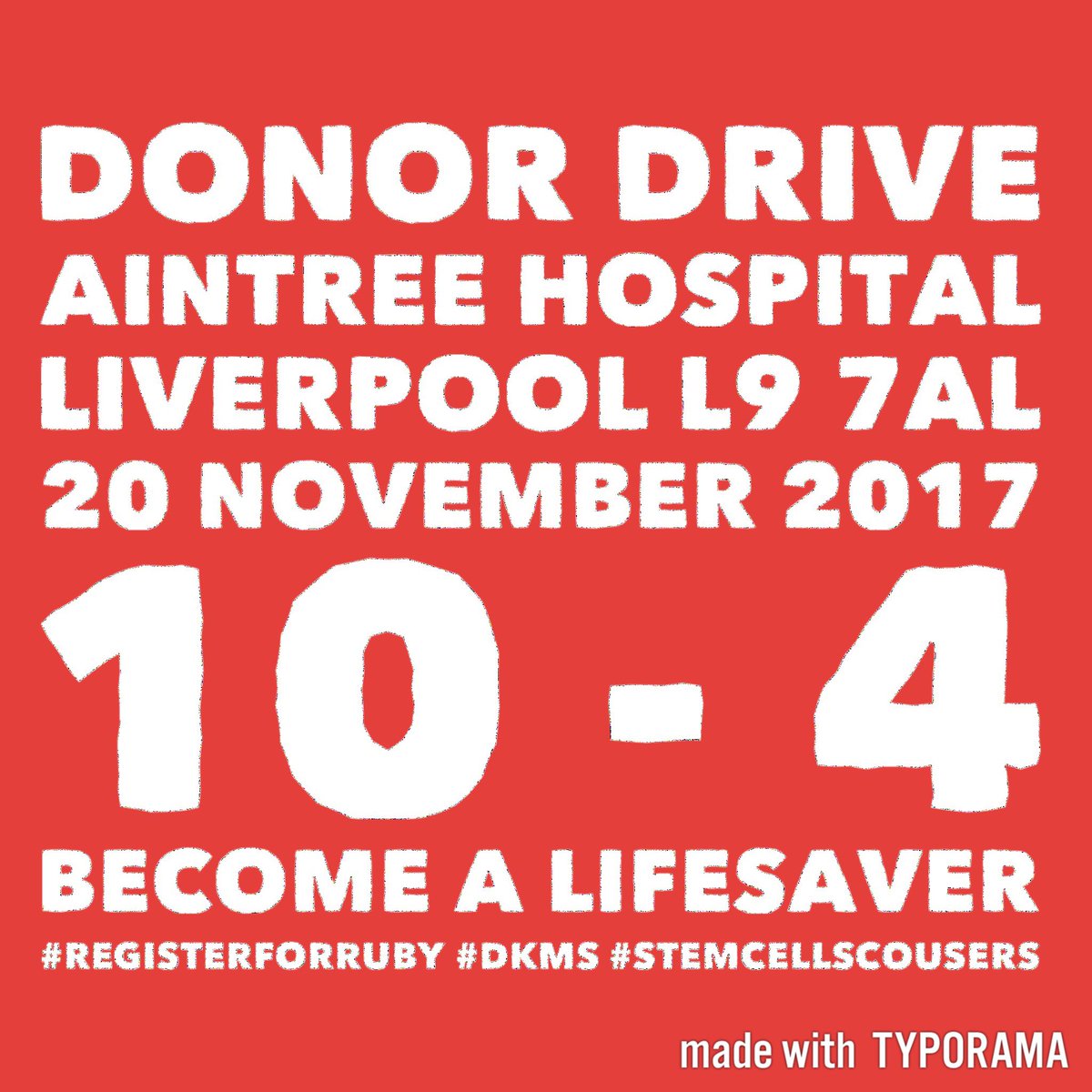 registerforruby's tweet image. Join us this Monday to sign up as a potential lifesaver and hopefully find Tan a donor @findtanadonor @Dunne2Kev @DKMS_uk #registerforeveryone