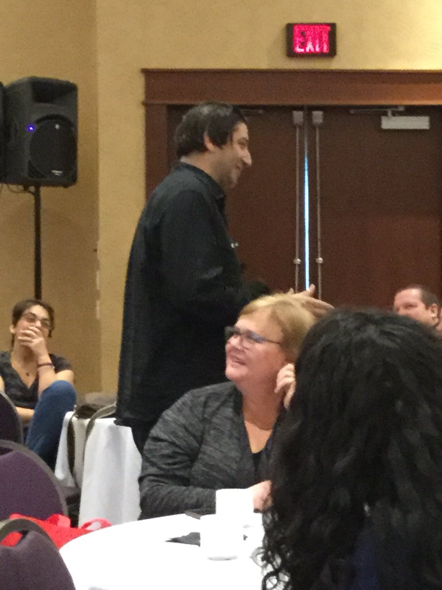 ATA_IEC's tweet photo. @nametoplace rocks the final the keynote at the #Soaringwithknowledge conference @ATA_FNMIEC @albertateachers https://t.co/7P9hNforGC